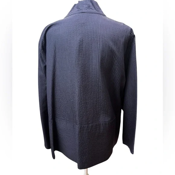 Eileen Fisher Navy Blue Open front Silk Jacket. Size 2X. EUC